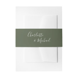 Cintas Para Invitaciones Simple Verde Oliva Letra de Firma