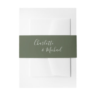 Cintas Para Invitaciones Simple Verde Oliva Letra de Firma
