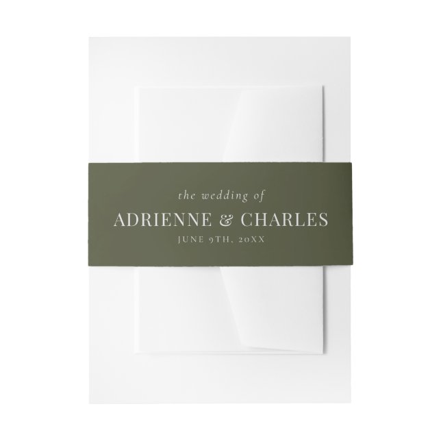 Cintas Para Invitaciones Simplicidad Floral 1 Boda Moderna Verde (Anverso Ejemplo)
