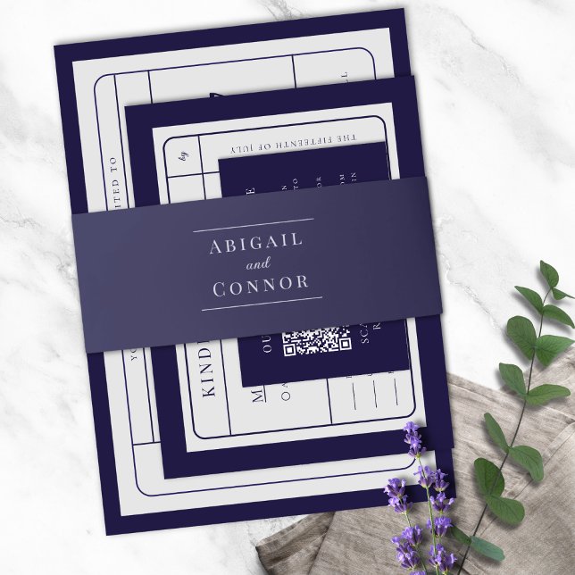 Cintas Para Invitaciones Sleek y moderno Lines Navy Grey (Subido por el creador)