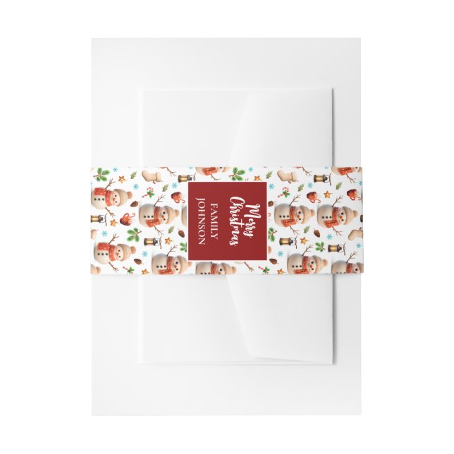Cintas Para Invitaciones Snowman Winter Holiday - Merry Christmas (Anverso Ejemplo)