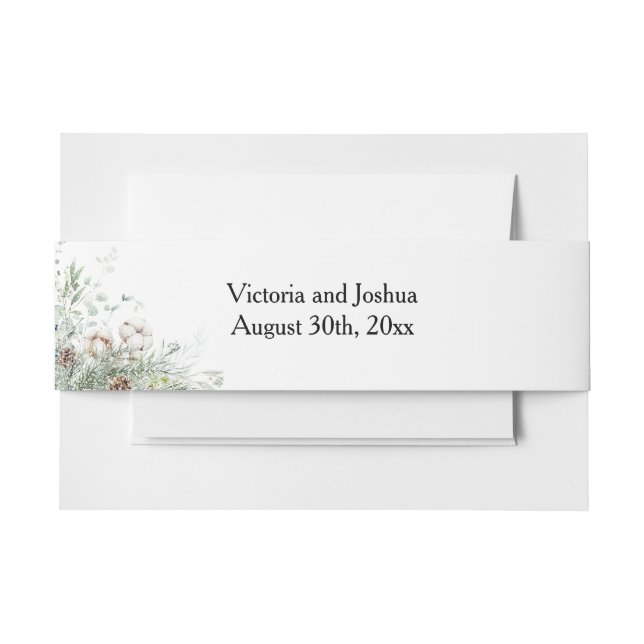 Cintas Para Invitaciones Snowy Greenery (Anverso Ejemplo)