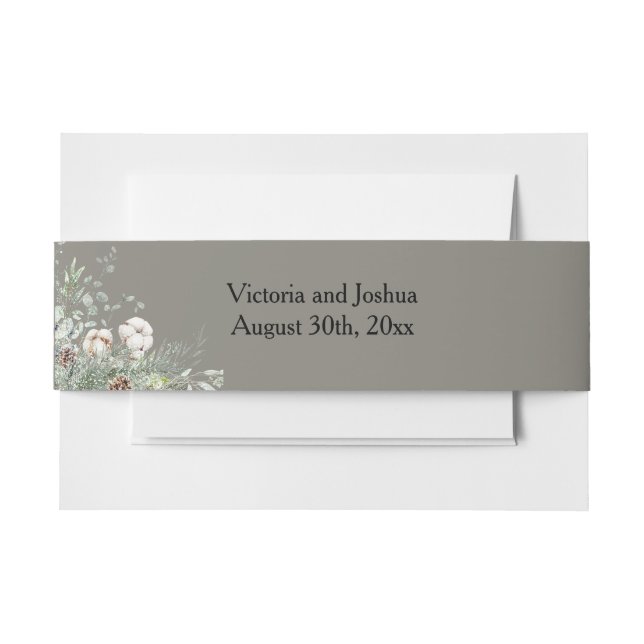 Cintas Para Invitaciones Snowy Greenery (Anverso Ejemplo)