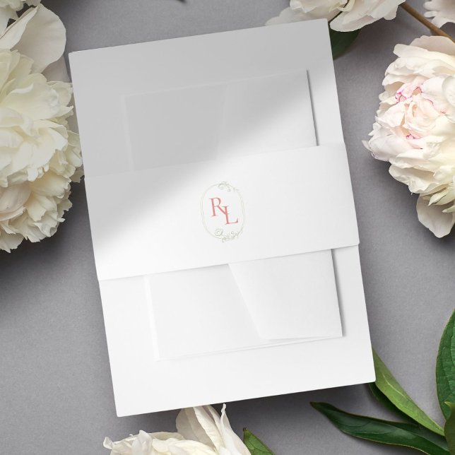 Cintas Para Invitaciones Sobre Boda de las iniciales florales rosas verdes  (Subido por el creador)