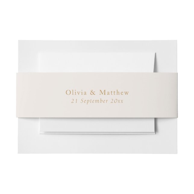Cintas Para Invitaciones Sobre Clásico de Boda con Texto Dorado Mínimo (Anverso Ejemplo)