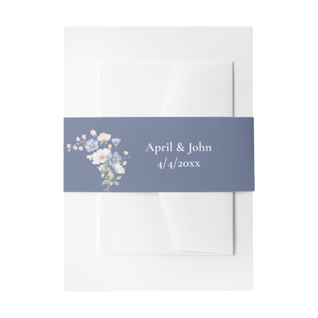 Cintas Para Invitaciones Something Blue Wedding Invitation Belly Band (Anverso Ejemplo)