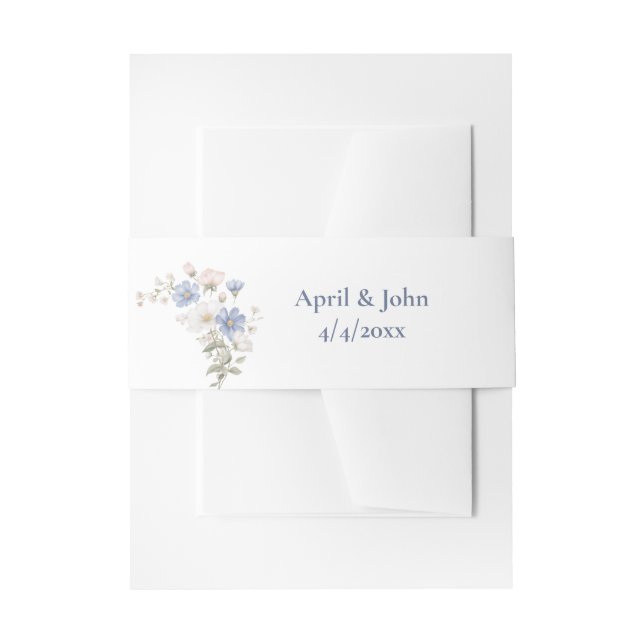 Cintas Para Invitaciones Something Blue Wedding Invitation Belly Band (Anverso Ejemplo)