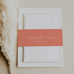 Cintas Para Invitaciones SOPHIA Romántico Boda de verano de coral brillante