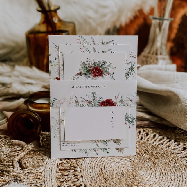 Cintas Para Invitaciones Spruce & Lace | Boda floral de invierno (Subido por el creador)