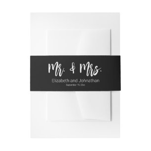 Cintas Para Invitaciones Sr. y Sra. Black and White Bride Groom Boda