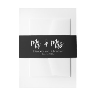 Cintas Para Invitaciones Sr. y Sra. Black and White Bride Groom Boda