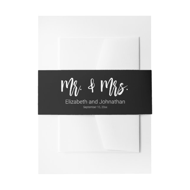 Cintas Para Invitaciones Sr. y Sra. Black and White Bride Groom Boda (Anverso Ejemplo)