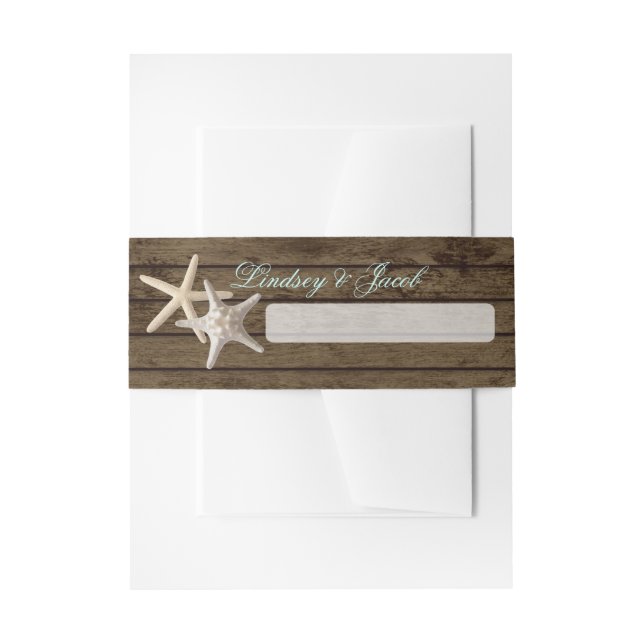 Cintas Para Invitaciones Starfish and Ocean Wood (Anverso Ejemplo)