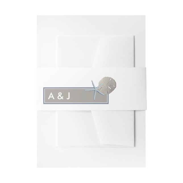 Cintas Para Invitaciones Starfish and Sand Dollar - Boda en la playa (Anverso Ejemplo)