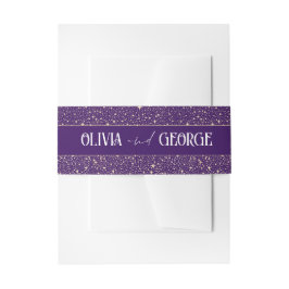 Cintas Para Invitaciones Stars Purple and Gold Boda