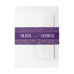 Cintas Para Invitaciones Stars Purple and Gold Boda