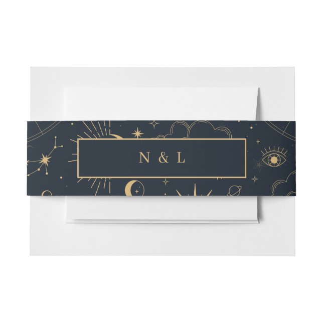 Cintas Para Invitaciones Starsigns de elementos místicos celestes (Anverso Ejemplo)