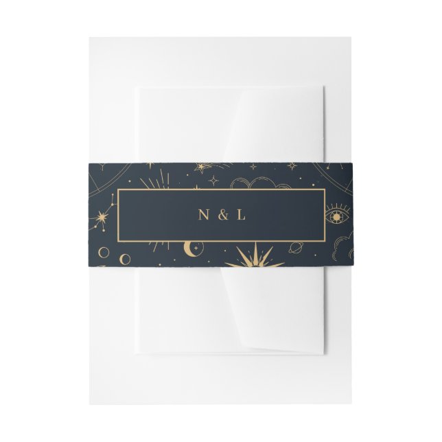 Cintas Para Invitaciones Starsigns de elementos místicos celestes (Anverso Ejemplo)