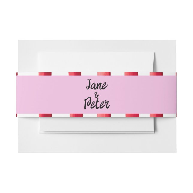 Cintas Para Invitaciones Striped Pink and Red Wedding  (Anverso Ejemplo)