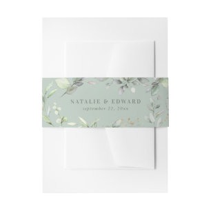 Cintas Para Invitaciones Subcolor de agua eucalipto verde jaula botánica