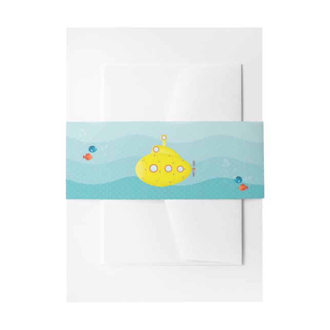 Cintas Para Invitaciones Submarino Amarillo Mar Profundo (Anverso Ejemplo)