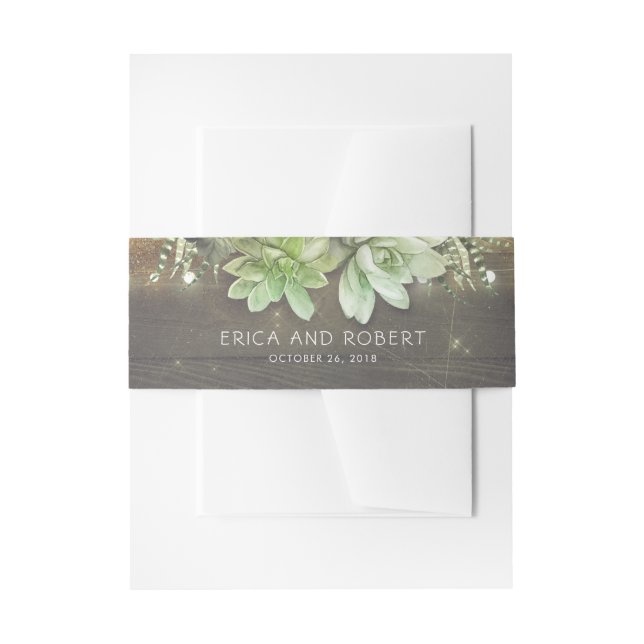 Cintas Para Invitaciones Suculentas bodas rústicas por campo (Anverso Ejemplo)