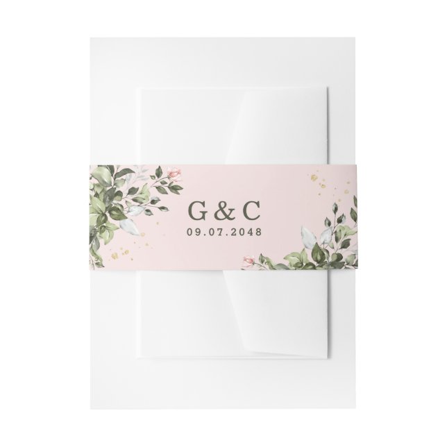 Cintas Para Invitaciones Suculento Boda azul turbulento y verde de oro de R (Anverso Ejemplo)