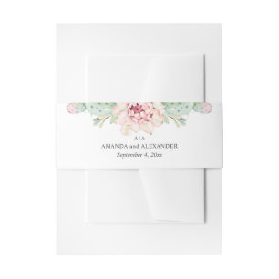 Cintas Para Invitaciones Suculentos bodas acuarelas. Cactus florales rosado