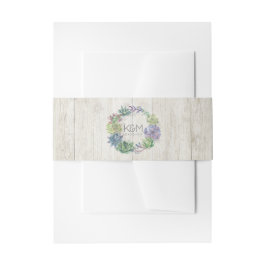 Cintas Para Invitaciones Suculentos y Boda de madera rústica Wreath ID515