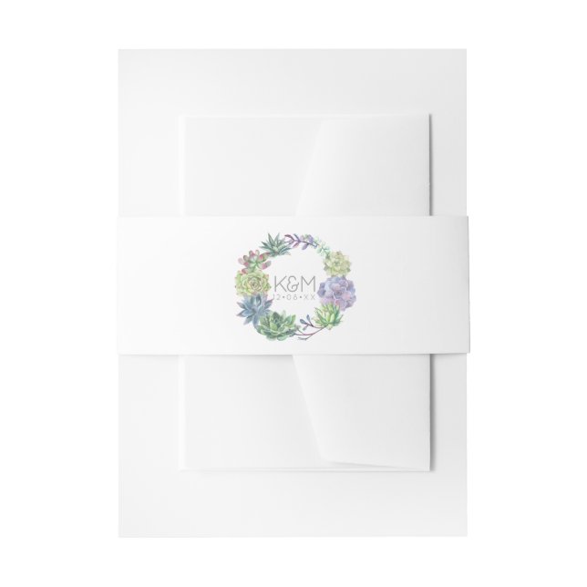 Cintas Para Invitaciones Suculents and Sparkle Boda Wreath ID515 (Anverso Ejemplo)