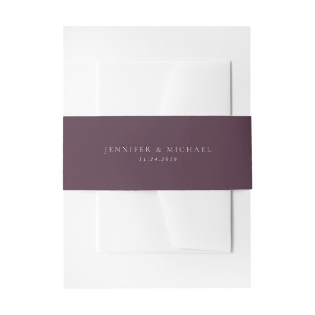 Cintas Para Invitaciones Suite Básico de Boda Midnight Fig & Champagne (Anverso Ejemplo)