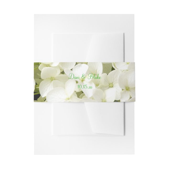 Cintas Para Invitaciones Suite de Boda de Hortensia Blanca (Anverso Ejemplo)