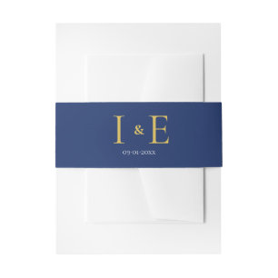 Cintas Para Invitaciones Suite de Invitación de Boda Elegante Navy Amarillo