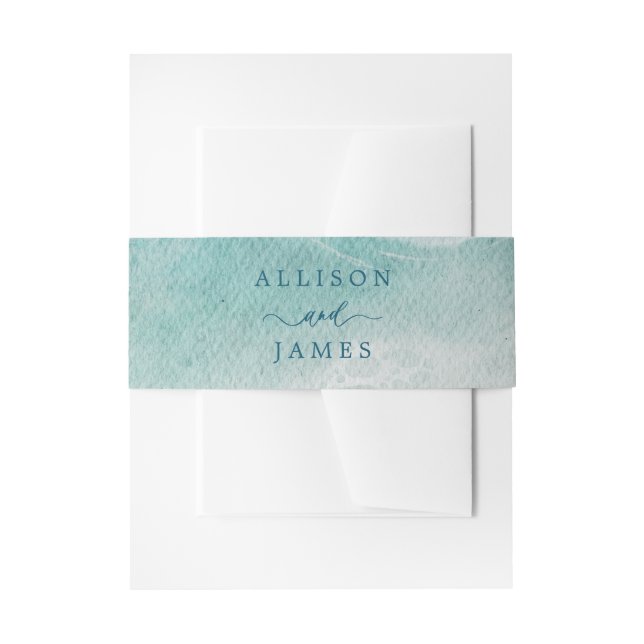 Cintas Para Invitaciones Summer Ocean Blue Beach Elegance Belly Band (Anverso Ejemplo)