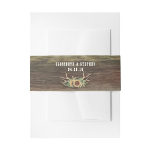 Cintas Para Invitaciones Sunflowers Antlers Rustic Country Wood Boda