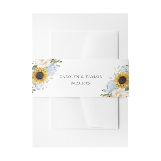 Cintas Para Invitaciones Sunflowers Dusty Blue Floral Rustic Boda (Anverso Ejemplo)