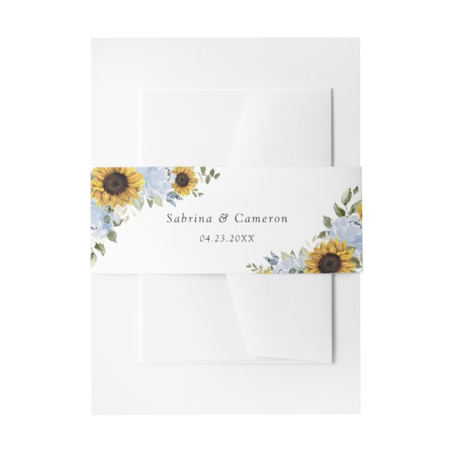 Cintas Para Invitaciones Sunflowers Dusty Blue Floral Rustic Boda (Anverso Ejemplo)