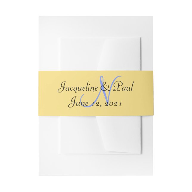 Cintas Para Invitaciones Sunset Hearts Mellow Yellow Blue Monograma (Anverso Ejemplo)