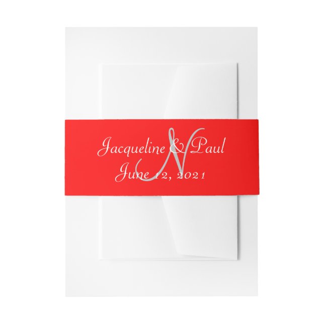 Cintas Para Invitaciones Sunset Hearts Red Monogrammed (Anverso Ejemplo)