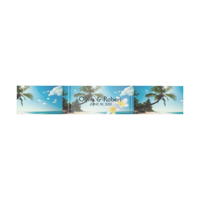 Cintas Para Invitaciones Sunshine Beach Palm Trees Plumeria Boda (Superficie plana)