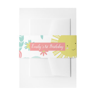 Cintas Para Invitaciones Sunshine Rainbow Floral Birday