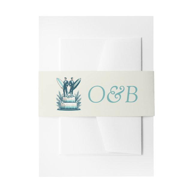 Cintas Para Invitaciones Surf Grooms Boda (Anverso Ejemplo)