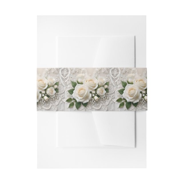 Cintas Para Invitaciones Susurro de elegancia: Rosas de encaje y votos eter (Anverso Ejemplo)