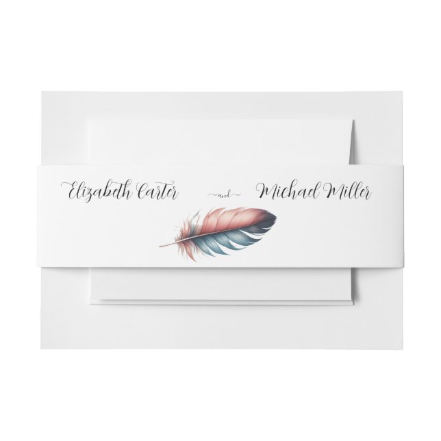 Cintas Para Invitaciones Susurros de Grace Feathered Elegance Minimalismo (Anverso Ejemplo)