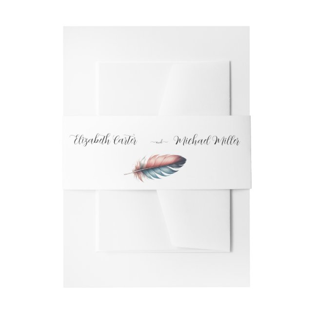 Cintas Para Invitaciones Susurros de Grace Feathered Elegance Minimalismo (Anverso Ejemplo)