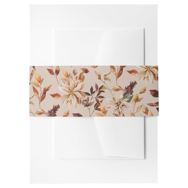 Cintas Para Invitaciones Tan Rustic Autumn deja la banda de invitaciones (Tan Rustic Autumn Leaves Invitation Belly Band by Painted Paperie
)