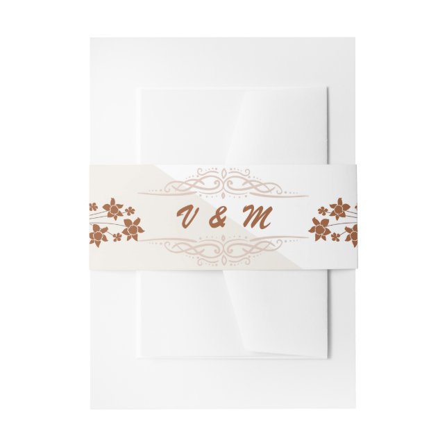 Cintas Para Invitaciones Tarjeta de gabinete de detalles del Boda floral de (Anverso Ejemplo)