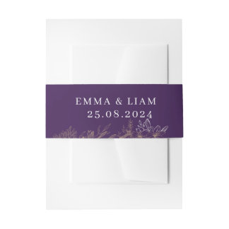 Cintas Para Invitaciones Tarjeta de Invitación de Boda Floral Morada Elegan