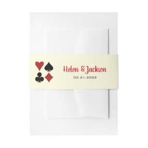 Cintas Para Invitaciones Tarjeta roja crema negra para Boda de Casino