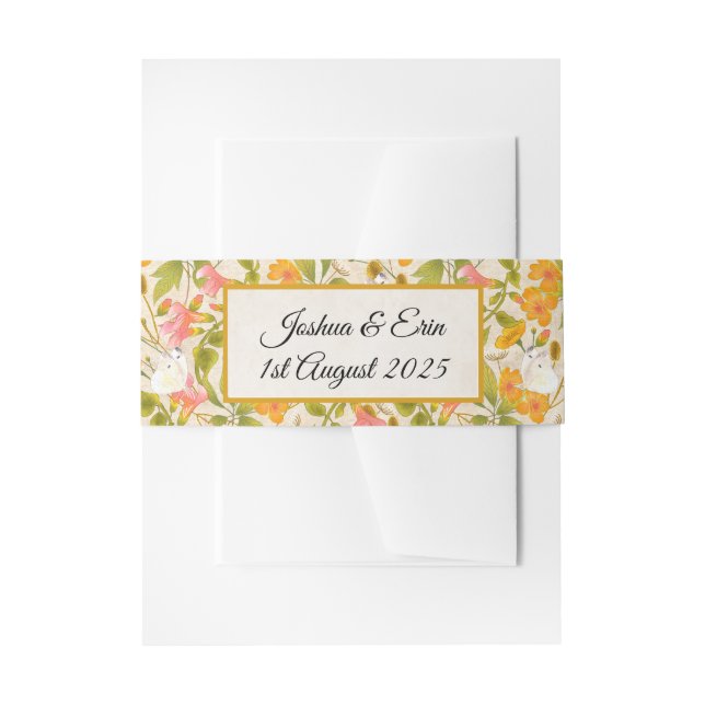 Cintas Para Invitaciones Tarjeta RSVP amarilla de Victorian Meadow (Anverso Ejemplo)